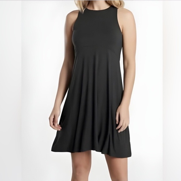 Athleta Santorini Thera Mini Dress, Black, Size Large - Picture 1 of 8